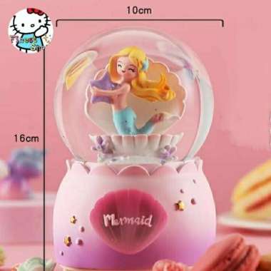 Kotak Musik Bola Salju Lampu Snowball MERMAID Kado Anak Music Box Gift Shell Mermaid