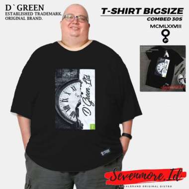 D`GREEN Kaos Jumbo Original Pria Wanita Motif TIMES Size XXL 3XL bahan Cotton combed 30s Hitam XXL