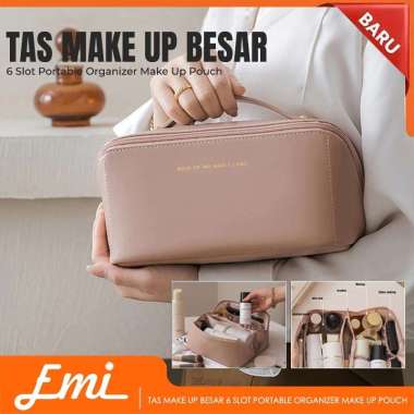 Tas Make Up Besar 6 Slot Portable Organizer Make Up Pouch Kosmetik HItam