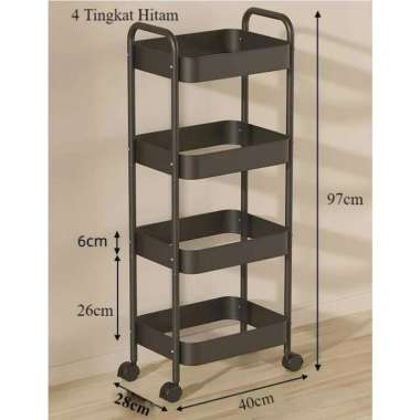 Rak Besi Penyimpanan Rak Bertingkat Rak troli Rak Baja Karbon Rak Multifungsi Kuat Rak Kamar Mandi R