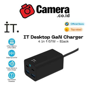 CAMERA.CO.ID - IT Desktop GaN Charger 4 in 1 67W Charger 2x USB-C & 2x USB-A ORIGINAL