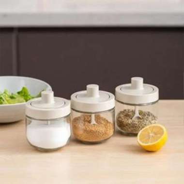 RYNE Tempat Bumbu Dapur Dg Sendok Wadah Gula Garam Set Isi 3pcs 300ml WMO IF2671