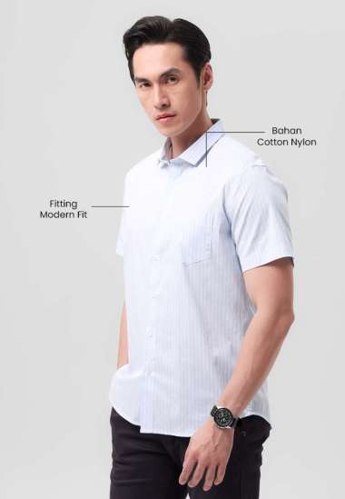 Manzone Kemeja Lengan Pendek Tory 2 - Blue Blue S
