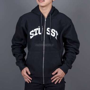 STUSSY BLOCK SPORT ZIP BLACK HOODIE (100% AUTHENTIC) M