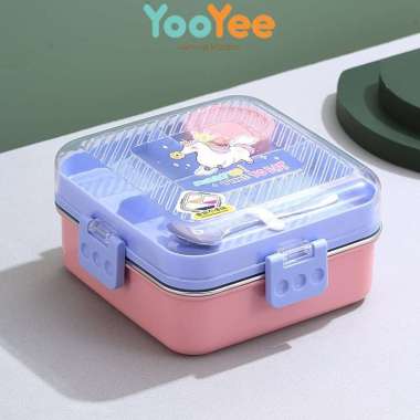 Yooyee Kotak Makan Bento Yummy Box Stainless 3 Sekat Unicorn
