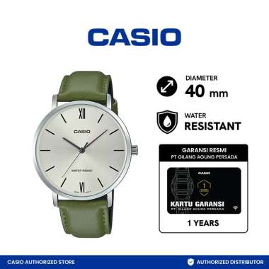 CASIO General Jam Tangan Pria [Original/ MTP-VT01L-3BUDF] Hijau Silver
