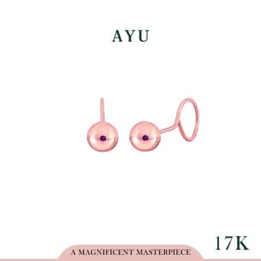 AYU Anting Emas - Gold Ball Round Loop 17k Rose Gold