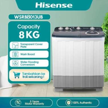 Hisense WSRB8013 Mesin Cuci 2 Tabung 8 kg Twin Tub
