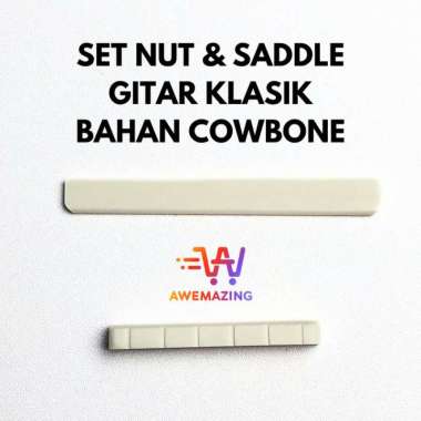 Saddle & Nut Untuk Gitar Klasik Bahan Asli Tulang Kerbau Cow Bone Nut dan Saddle