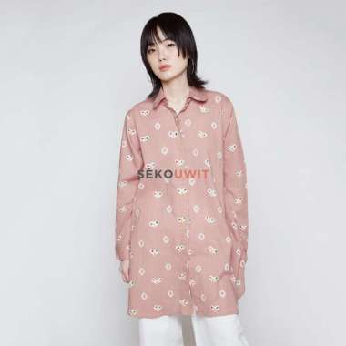 Nettle Kemeja Tunik Batik Jumputan Lengan Panjang Krem Beige / Long Sleeves Tunic Shirt Sekouwit S-M