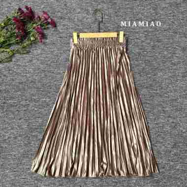 Rok Plisket Bludru / Rok Plisket Mayung pendek 7/8 Bronze 7/8