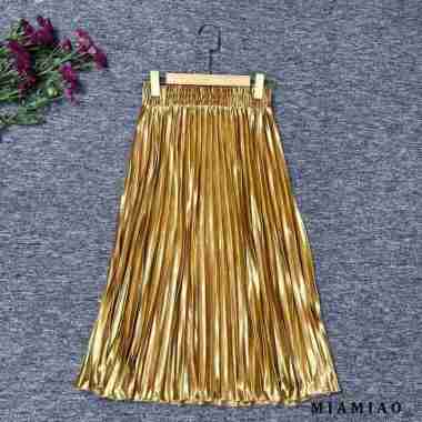 Rok Plisket Bludru / Rok Plisket Mayung pendek 7/8 Goldbrown 7/8