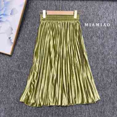 Rok Plisket Bludru / Rok Plisket Mayung pendek 7/8 Greentea 7/8