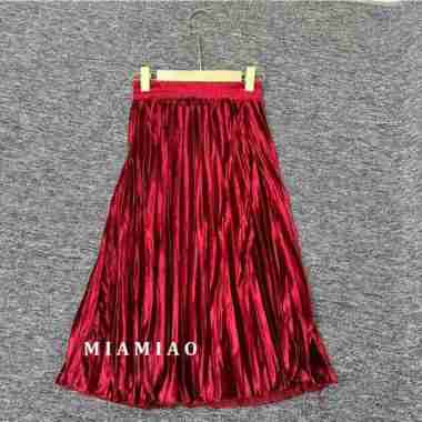 Rok Plisket Bludru / Rok Plisket Mayung pendek 7/8 Maron 7/8
