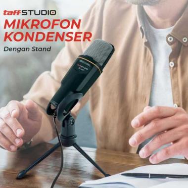 TaffSTUDIO Mikrofon Kondenser Studio Profesional Microphone with Stand - SF-666 Hitam