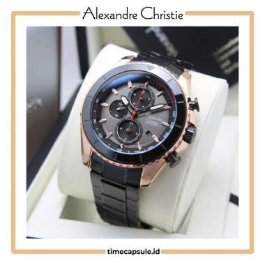 Jam Tangan Pria ALEXANDRE CHRISTIE Original AC 6503 MC BLACK ROSEGOLD