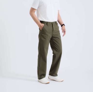 Celana Panjang Chino Pria Oversize Straight Fit Outfit Chino Pans Cowok Trend Kekinian 30 Army