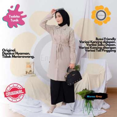 ENDOMODA Tunik Wanita Dewasa Blouse Muslimah En.Tsabita S Khaki