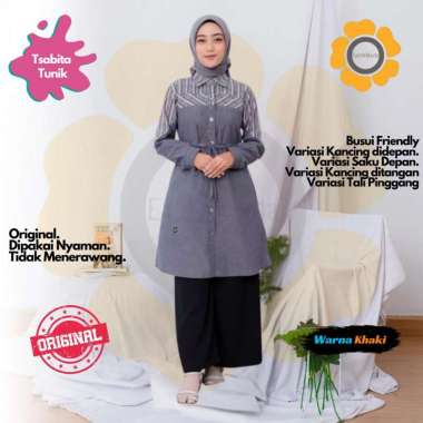 ENDOMODA Tunik Wanita Dewasa Blouse Muslimah En.Tsabita S Grey
