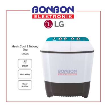 LG Mesin Cuci 2 Tabung 7 Kg P7000N / P-7000N / Washing Machine Twin Tub P 7000N 7 Kg Wind Jet Dry