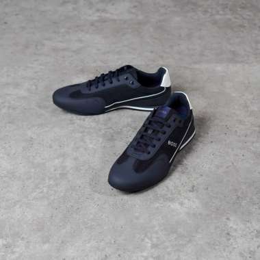Sepatu HUGO BOSS RUSHAM NAVY SNEAKER 100% ORIGINAL 45