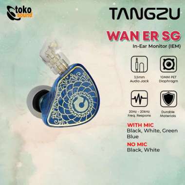 Tangzu Wan Er WanEr SG 10mm PET Diaphragm Hi-Fi IEM Earphone with MIC Original Blue