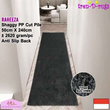 Tren-D-rugs Keset shaggy polos modern estetik 50 cm x 240 cm anti slip alas lantai dapur lorong panj