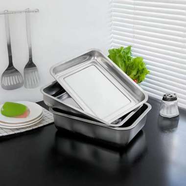 ONE-C1217 Nampan Persegi Bahan Stainless Steel Premium Wadah Makanan / Baki Tray Nampan Loyang Kotak