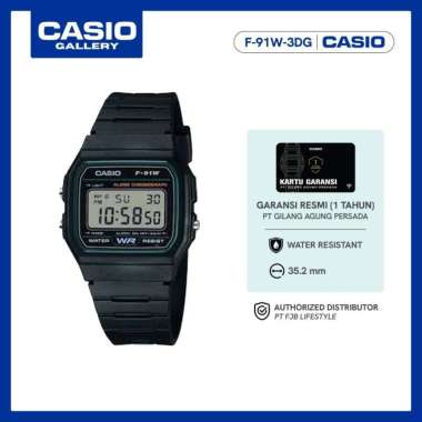 Casio Jam Tangan Original Pria F-91W-3DG Digital Black