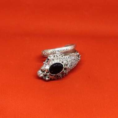 Cincin Ring Perak Silver Bali Naga Dragon Mahkota Batu Natural Ukir Asli 925 Pria Laki Wanita Keren 