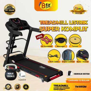 Treadmill Elektrik BFIT 8912 Auto Incline Multifungsi Listrik Lipat Portable Low Watt Fitness Gym