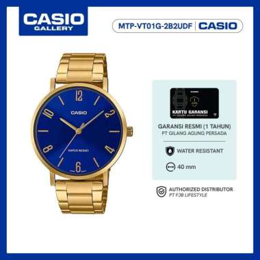 Casio Jam Tangan Original Pria MTP-VT01G-2B2UDF Analog Gold