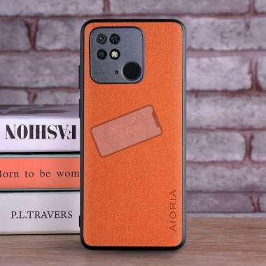 Case Poco C40 Case Aioria Textile Cloth Pattern Original Poco C40 Case Orange