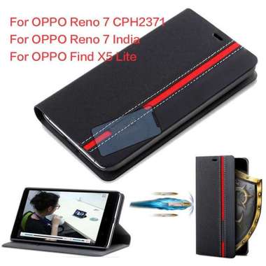 OPPO Reno 7 5G Flip Case Luxury Leather Sporty Soft TPU Case Reno7 5G Biru