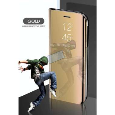 Oppo Reno 6 4G Case Clear View Mirorr Standing Cover Case Reno 6 Reno6 Gold