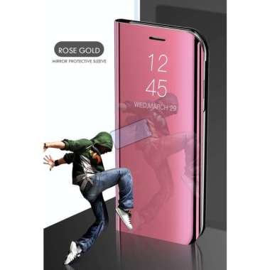 Oppo Reno 6 4G Case Clear View Mirorr Standing Cover Case Reno 6 Reno6 Rose Gold