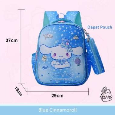 Tas Ransel Sanrio Anak SD Kuromi My Melody Cinnamoroll Dapat Pouch | 0893 Kivaro Cinnamoroll