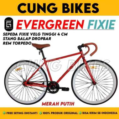 Sepeda Fixie Fullbike Evergreen 700c Stang Balap Dropbar Rem Torpedo HIJAU