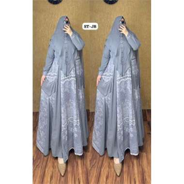 GAMIS CERUTY SET HIJAB SYARI BRANDED BAHAN CERUTY MOTIF PREMIUM GAMIS SYAR'I MEWAH GAMIS SET SERAGAM