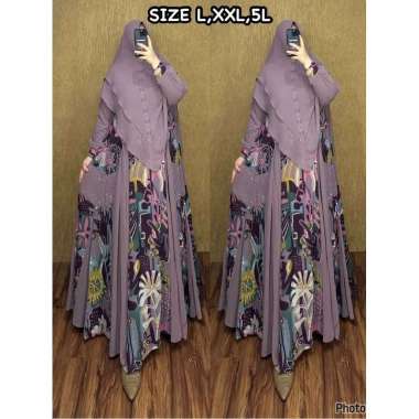 GAMIS CERUTY SET HIJAB SYARI BRANDED BAHAN CERUTY MOTIF PREMIUM GAMIS SYAR'I MEWAH GAMIS SET SERAGAM