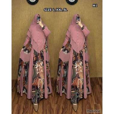 GAMIS CERUTY SET HIJAB SYARI BRANDED BAHAN CERUTY MOTIF PREMIUM GAMIS SYAR'I MEWAH GAMIS SET SERAGAM