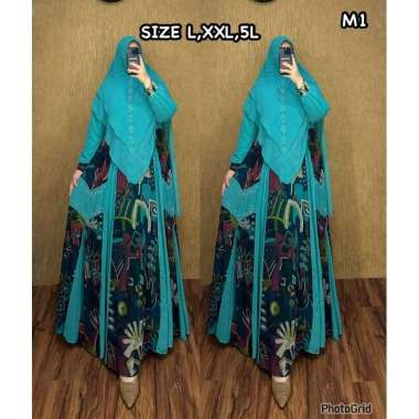 GAMIS CERUTY SET HIJAB SYARI BRANDED BAHAN CERUTY MOTIF PREMIUM GAMIS SYAR'I MEWAH GAMIS SET SERAGAM