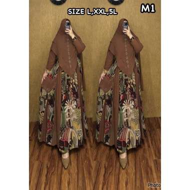 GAMIS CERUTY SET HIJAB SYARI BRANDED BAHAN CERUTY MOTIF PREMIUM GAMIS SYAR'I MEWAH GAMIS SET SERAGAM
