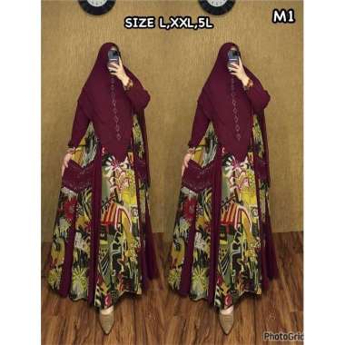GAMIS CERUTY SET HIJAB SYARI BRANDED BAHAN CERUTY MOTIF PREMIUM GAMIS SYAR'I MEWAH GAMIS SET SERAGAM