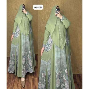 GAMIS CERUTY SET HIJAB SYARI BRANDED BAHAN CERUTY MOTIF PREMIUM GAMIS SYAR'I MEWAH GAMIS SET SERAGAM
