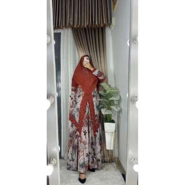 GAMIS CERUTY SET HIJAB SYARI BRANDED BAHAN CERUTY MOTIF PREMIUM GAMIS SYAR'I MEWAH GAMIS SET SERAGAM