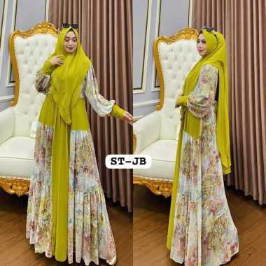 GAMIS CERUTY SET HIJAB SYARI BRANDED BAHAN CERUTY MOTIF PREMIUM GAMIS SYAR'I MEWAH GAMIS SET SERAGAM