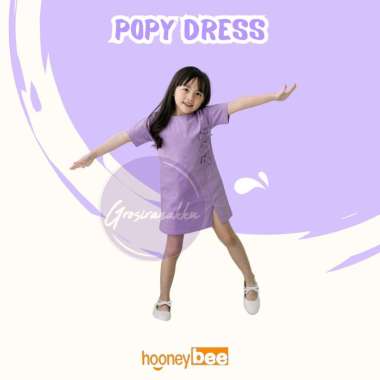 Hooneybee Popy Lilac - Dress Anak Perempuan [Size 1-5 Thn] Baju Dres Kaos Cewek 1 tahun