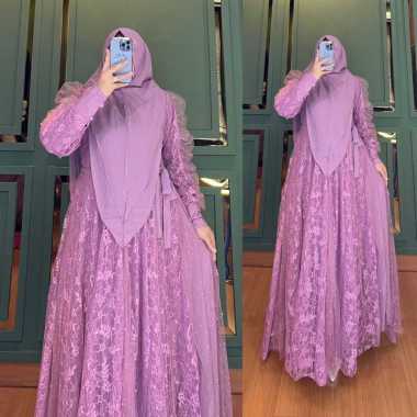 GAMIS BRUKAT SYAR'I QUEEN MEWAH ORIGINAL GAMIS SYARI MEWAH CANTIK GAMIS BROKAT CANTIK TERBARU Ld110c