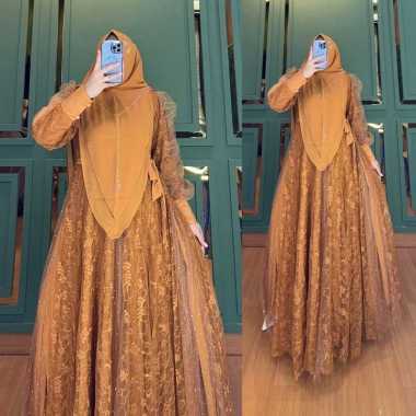 GAMIS BRUKAT SYAR'I QUEEN MEWAH ORIGINAL GAMIS SYARI MEWAH CANTIK GAMIS BROKAT CANTIK TERBARU Ld110c